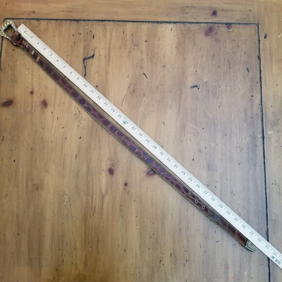 Mock Croc Brown Leather Chain Belt, Size Small, Witchy Western - Picture 9 of 11